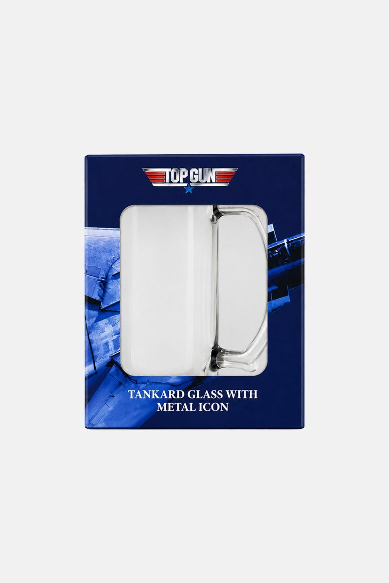 Top Gun Tankard Glass With Metal Icon 560ml, Transparent - Image 2