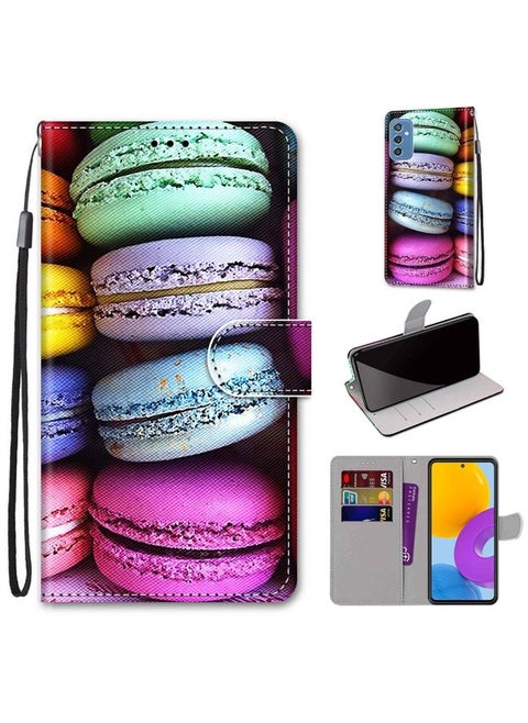 Case Cover For Samsung Galaxy M52 5G Coloured Drawing Cross Texture Horizontal Flip PU Phone Leather Case with Holder & Card Slots & Wallet & Lanyard Colorful Layer Colorful Layer Cake