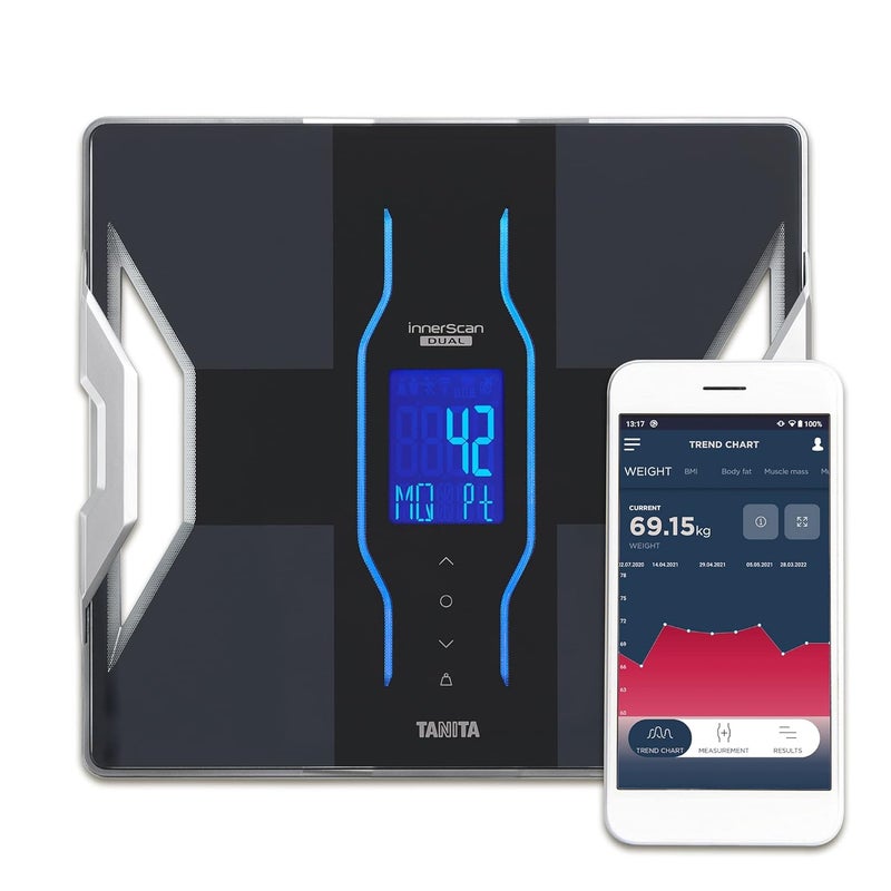 TANITA RD953 Smart Body Composition Scales Advanced Digital Bathroom Scales with Bluetooth App Dual Frequency Accuracy 11 Health Metrics Unique Muscle Quality Score Black - Image 1