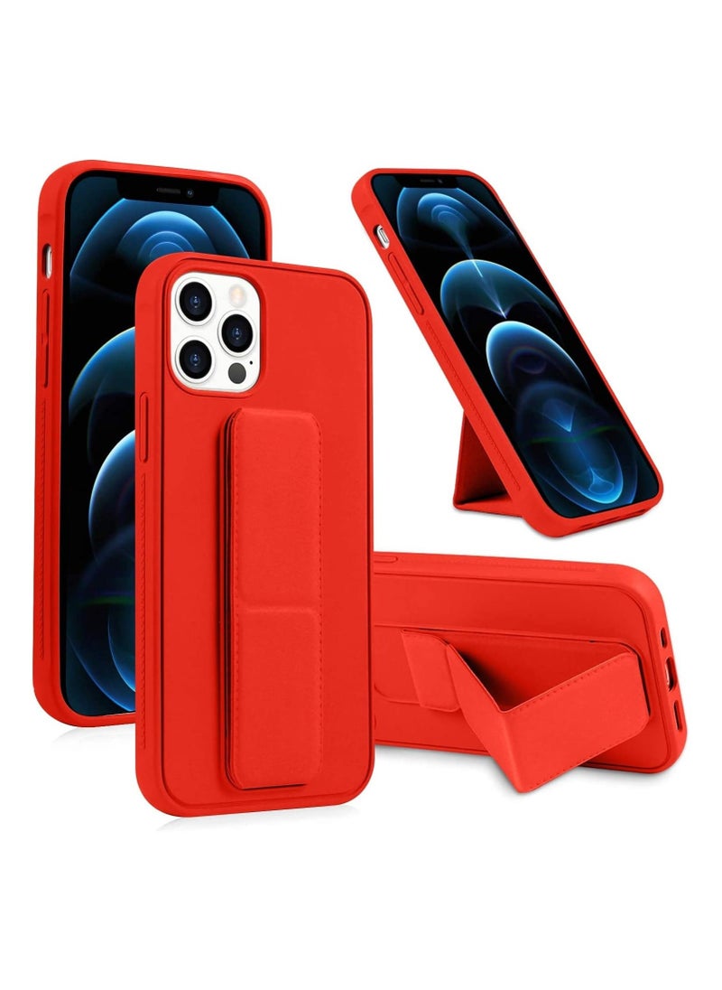 BGM iPhone 13 pro 6.1" Case with Magnetic Stand & Holder, Premium Silicone Vertical & Horizontal Hand Strap and Grip and Multi Stand, Car Mount Kickstand Case Finger Strap Cover 