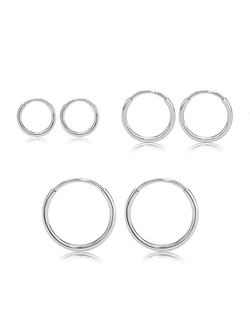 Limerencia G23 Titanium Slim Huggie Hoop Earrings, Hypoallergenic F136 Implant Grade Pure Titanium for Sensitive Ears (3 Pairs Set Silver) - Image 1