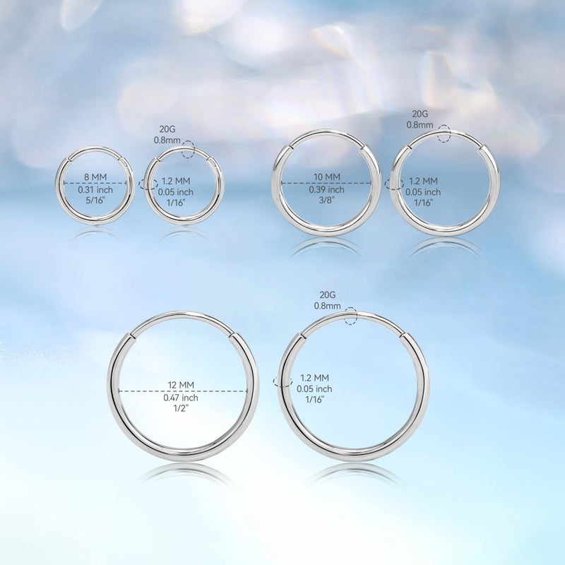 Limerencia G23 Titanium Slim Huggie Hoop Earrings, Hypoallergenic F136 Implant Grade Pure Titanium for Sensitive Ears (3 Pairs Set Silver) - Image 4