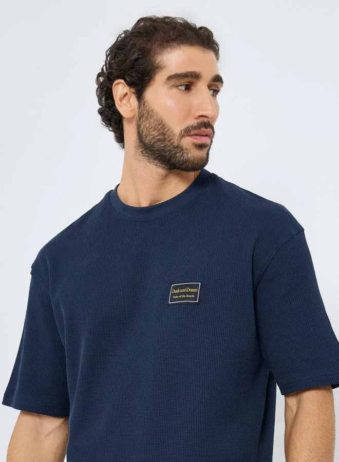 Styli Ribbed Waffle Knit Regular Fit T-Shirt