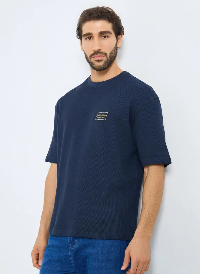Styli Ribbed Waffle Knit Regular Fit T-Shirt