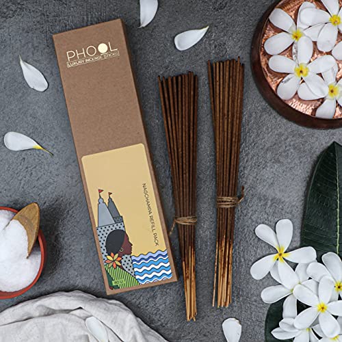 Phool Luxury Incense Nagchampa Refill Pack – 80 Organic Charcoal & Sulphur-Free Agarbatti (200g), Soothing Fragrance for Mood Upliftment, Pooja & Meditation - Image 2