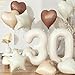 Govpy Cream 30 Balloons Decor Beige Nude Apricot Brown Tan Foil Star Heart Balloons 40 White Sand Helium Neutral Number 30 Balloon for Women 30th Birthday Wedding Anniversary Party Decoration Supplies - Image 3