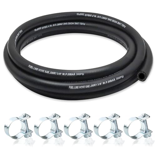 ZONBANG 38 Fuel Line NBR Rubber 38 Fuel Hose Nylon Braided with Hose Clamps Fuel Line Hose for Automotive Vehicles5FT - Image 1