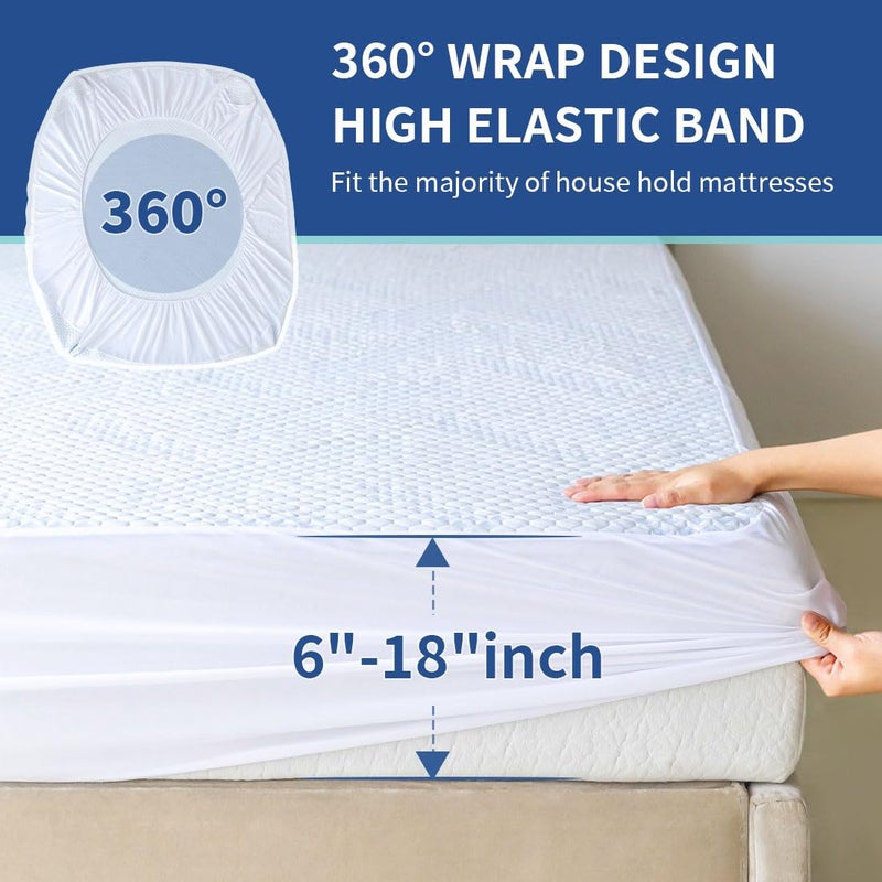 Flippeddream Nano-Cooling Fiber Mattress Protector Twin XL (39"" x 80"") Size 100% Waterproof  Cooling Experience Unrivaled Comfort Perfect for Every Family - Image 4