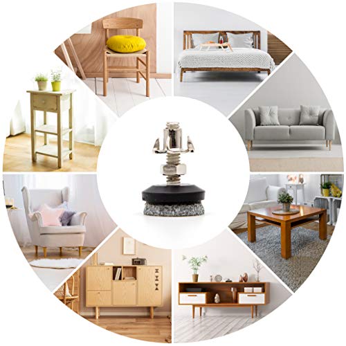 HUAYY Furniture Levelers feet pad,Table and Chairs levelers Legs | 2019 Style Height Adjustable Protection Integrated High-Density Felt Pads | Heavy Duty 1/4-20x1 Threaded Shank T-Nuts(12 Pack) - Image 5