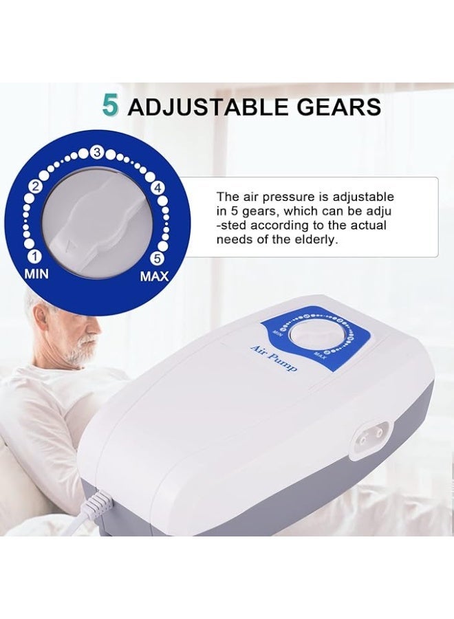 Medical foldable air mattress with 130 air cushions, anti-decubitus, portable pressure relief system with 5-speed adjustable pump, supports up to 135 kg for the elderly and bedridden patients. - Image 4