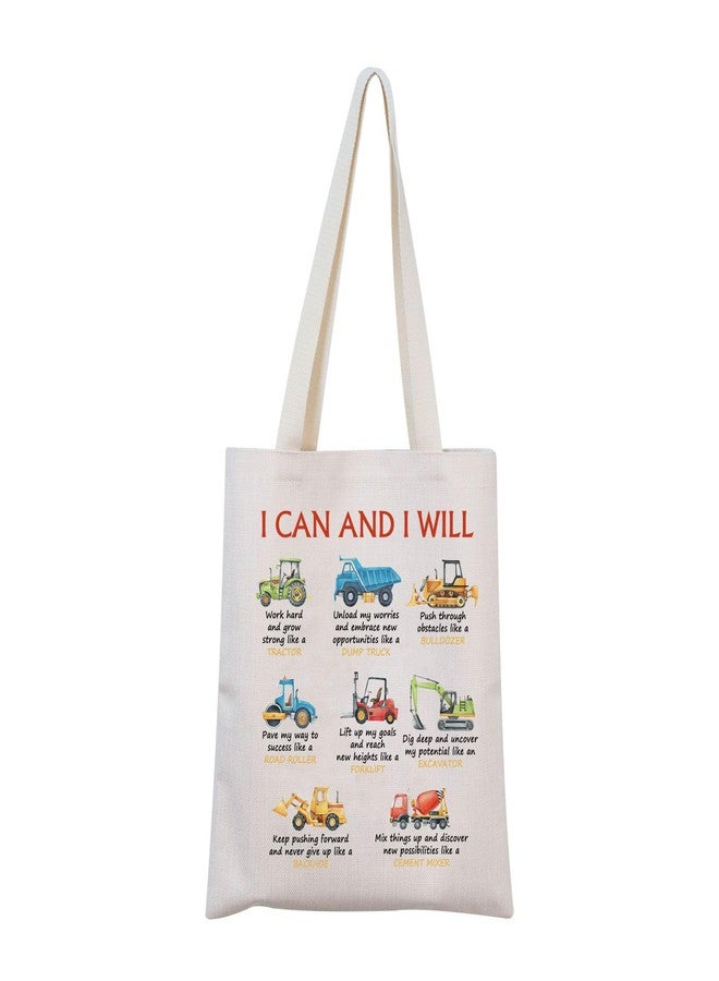 MNIGIU Construction Trucks Tote Bag Construction Gift Construction Trucks Themed Gift Construction Motivational Bag (Construction Tote Bag) - Image 1