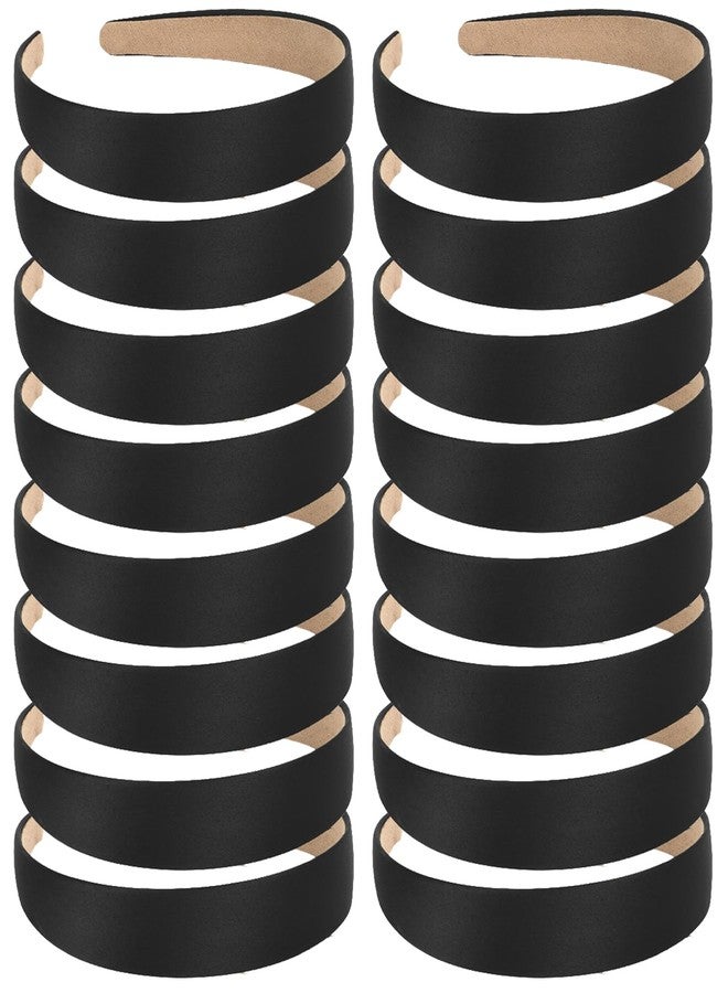 Wecoe 16pcs Headbands for Women 1 Inch Wide Black Satin Headband Non Slip Fashion Hair Bands Diy Holiday Costume Hair Accessories Women Girls Diademas Coreanas Para Mujer - Image 1