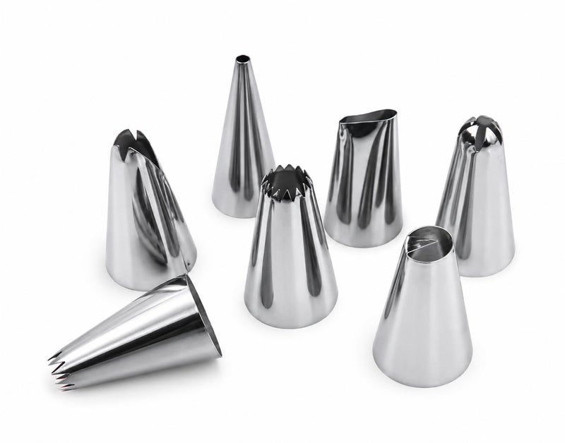 7-Piece Stainless Steel Piping Tips Set for Cake Decorating, Cream Nozzles for Cupcakes, Pastries & Baking, Reusable Dessert Decorating Tools - Image 4