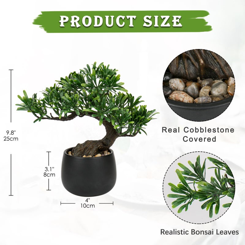 Briful Artificial Bonsai Tree Juniper Faux Plants Indoor Fake Plants Decor with Ceramic Pots for Home Table Office Desk Bathroom Shelf Bedroom Living Room Farmhouse Decorations - Image 2