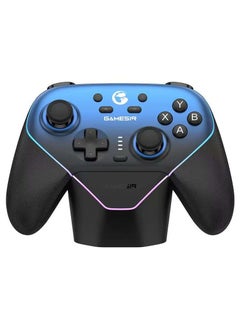 Wireless Gamepad Gamesir Super Nova Bluetooth Multiplatform Game Controller compatible with PC, Steam, Switch, iOS, Android Hall Stick Hall Effect Triggers RGB Lighting Vibertion. Programmable 1000Hz Polling Rate 6 Axis Gyro One-Press Wake Up Charging Dock Blue-Black
