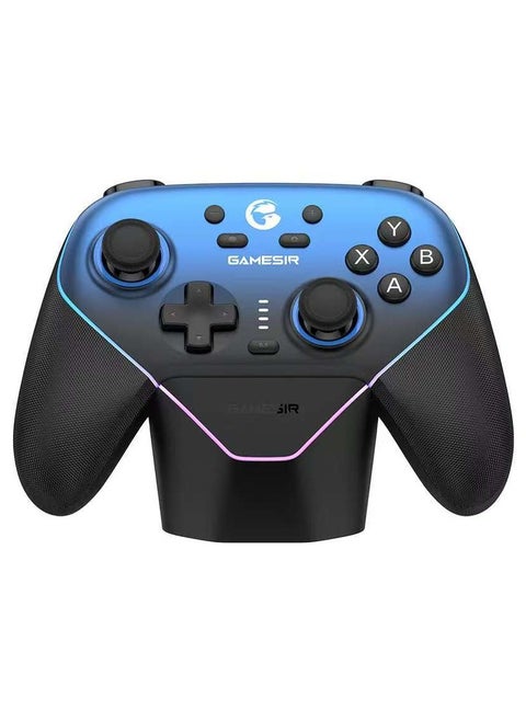 Wireless Gamepad Gamesir Super Nova Bluetooth Multiplatform Game Controller compatible with PC, Steam, Switch, iOS, Android Hall Stick Hall Effect Triggers RGB Lighting Vibertion. Programmable 1000Hz Polling Rate 6 Axis Gyro One-Press Wake Up Charging Dock Blue-Black