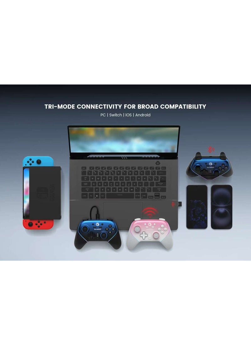 General - Wireless Gamepad Gamesir Super Nova Bluetooth Multiplatform Game Controller compatible with PC, Steam, Switch, iOS, Android Hall Stick Hall Effect Triggers RGB Lighting Vibertion. Programmable 1000Hz Polling Rate 6 Axis Gyro One-Press Wake Up Charging Dock Blue-Black - Image 1