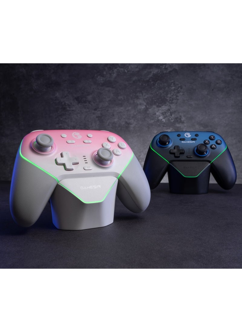 General - Wireless Gamepad Gamesir Super Nova Bluetooth Multiplatform Game Controller compatible with PC, Steam, Switch, iOS, Android Hall Stick Hall Effect Triggers RGB Lighting Vibertion. Programmable 1000Hz Polling Rate 6 Axis Gyro One-Press Wake Up Charging Dock Blue-Black - Image 1