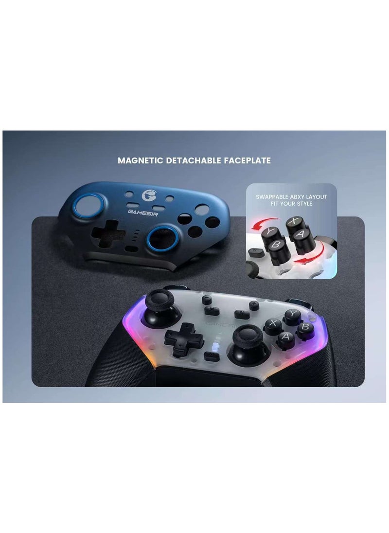General - Wireless Gamepad Gamesir Super Nova Bluetooth Multiplatform Game Controller compatible with PC, Steam, Switch, iOS, Android Hall Stick Hall Effect Triggers RGB Lighting Vibertion. Programmable 1000Hz Polling Rate 6 Axis Gyro One-Press Wake Up Charging Dock Blue-Black - Image 1