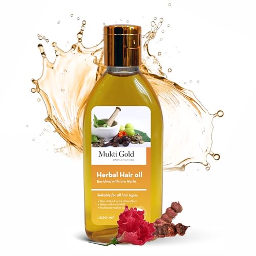 Axiom Mukti Gold Herbal Hair Oil - 200mL | Helps to prevent Hairfall & Dandruff | Enriched with the Ingredients of Almond, Rose, Neem, Lemon | 100% Natural Herbal Hair Oil | Certified Product - Image 2