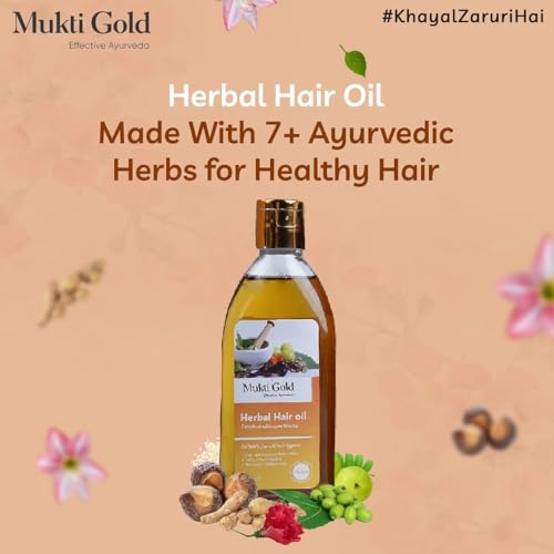 Axiom Mukti Gold Herbal Hair Oil - 200mL | Helps to prevent Hairfall & Dandruff | Enriched with the Ingredients of Almond, Rose, Neem, Lemon | 100% Natural Herbal Hair Oil | Certified Product - Image 5