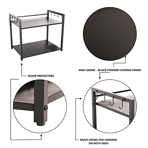 Meena Enterprises حامل ميكروويف من GT بتصميم فاخر من طبقتين مع 8 خطافات، حامل فرن، حامل فرن للمطبخ، حامل فرن لجدار المطبخ، حامل ميكروويف على سطح المطبخ، حامل للميكروويف، حامل فرن للأرض، حامل فرن، حامل للفرن - Image 4