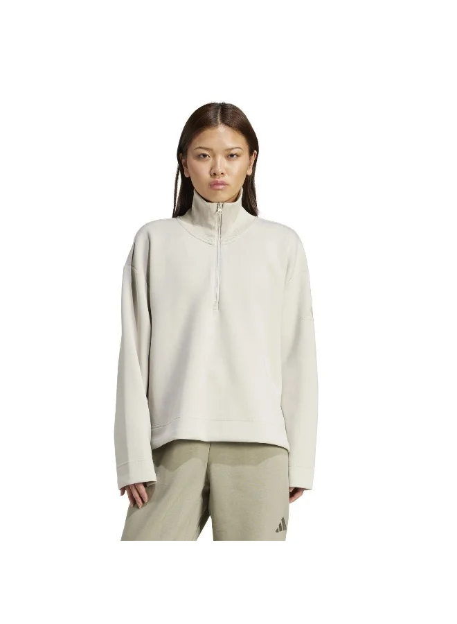 Adidas Adidas W All Szn Sl Qz Beige Sweatshirt (Long Sleeve) Sweatshirts For Women