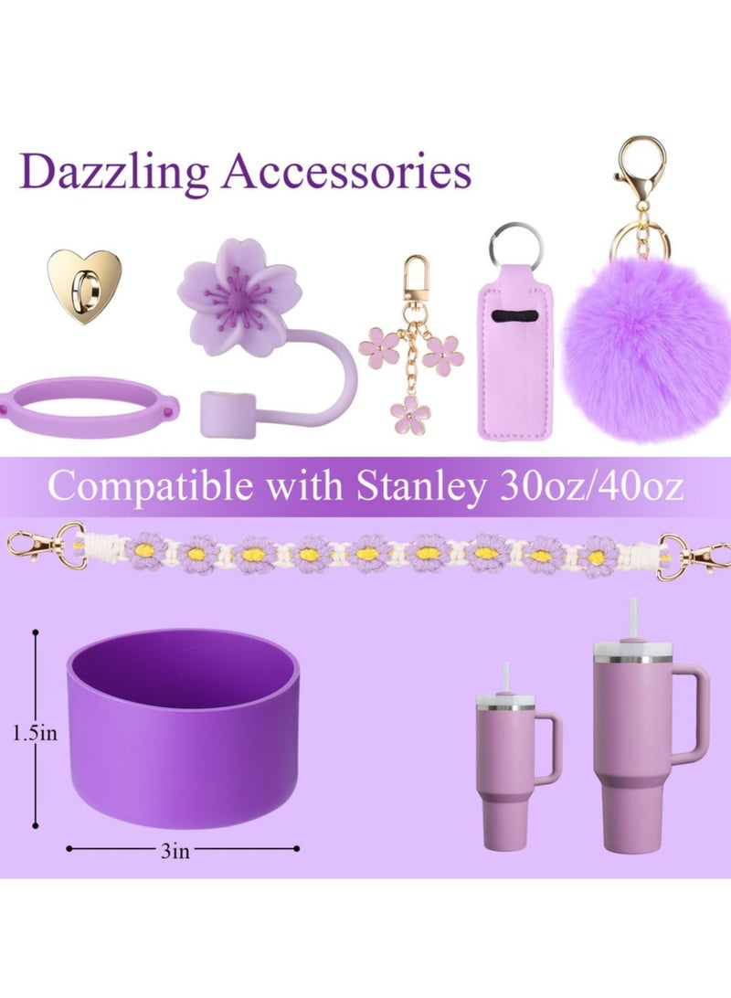 8Pcs Cup Accessories for Stanley Cup 40 & 30oz Tumbler with Handle, 1Pcs Water Bottle Handle Strap, Chapstick Holder, Boot, Keychain Charms, Straw Topper Cap for Stanley Cup Accessories - Image 3