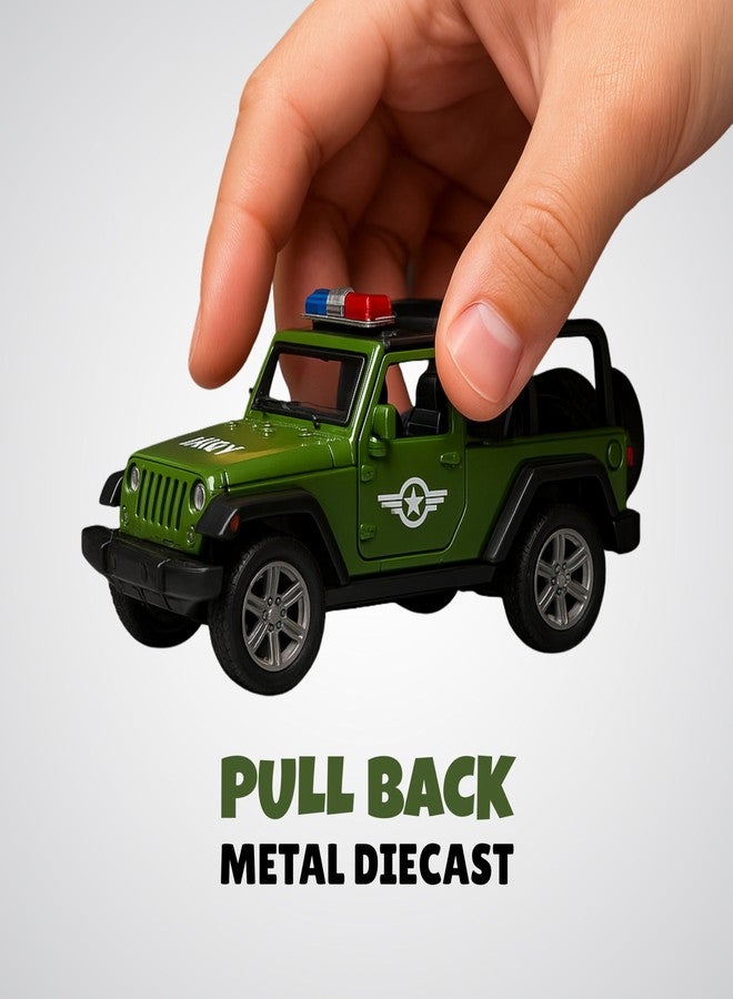 Speedyz Jeep Force Army Car 1:32 Scale Die-Cast Metal Toy with Opening Doors and Pull Back Action Realistic Toy Car for Kids Boys Gift/Openable - Image 4