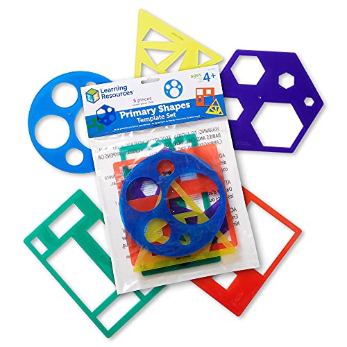 Learning Resources Primary Shapes Template Set 5 Pieces Ages 4 Homeschool and Classroom Supplies Geometric Shapes Tracing Helper for Kids - Image 1