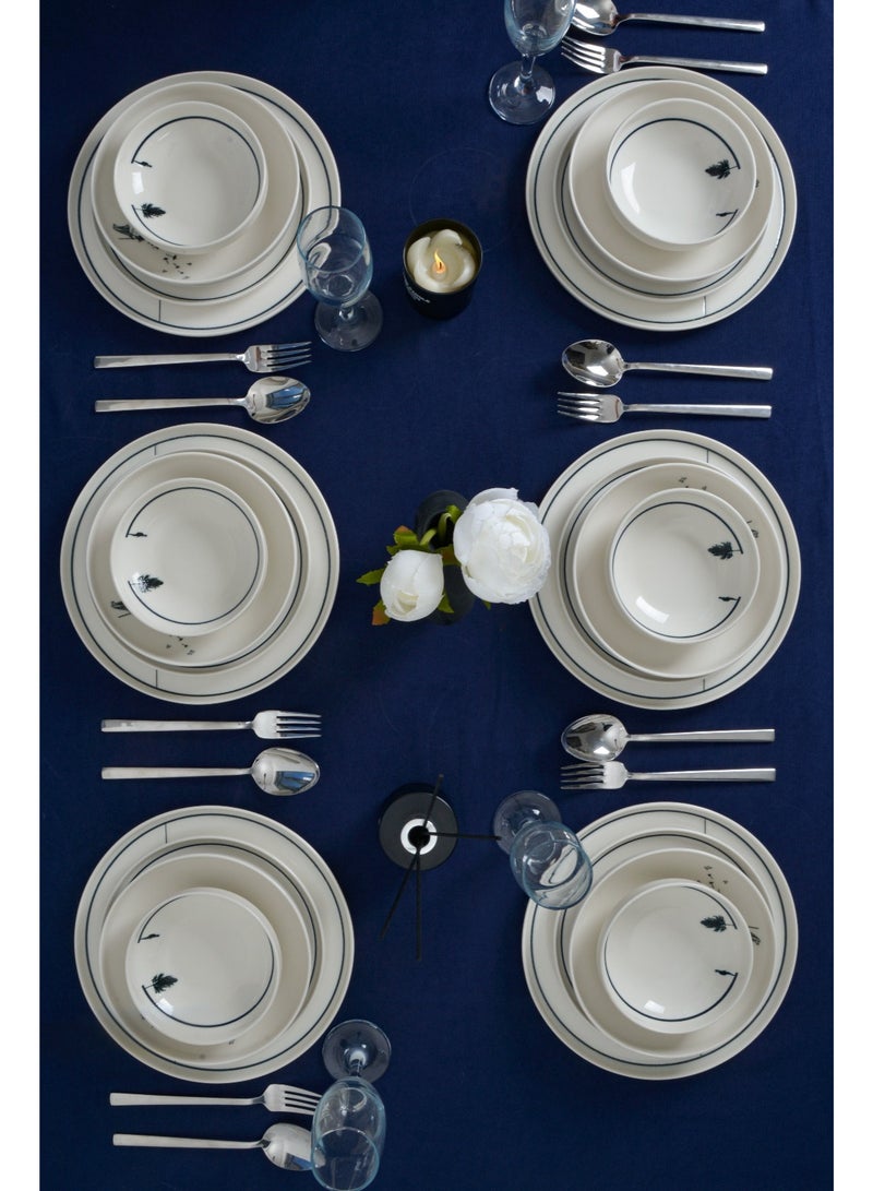 فاريكا البورسلين طقم عشاء بورسلين مطبوع رقميًا مكون من 24 قطعة لـ 6 أشخاص – Düğüm - Image 2