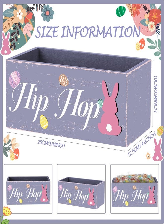 Anglechic Easter Candy Dish Hip Hop Wooden for Tiered Tray Decor Easter Bunny Egg Cute Candy Bowl Funny Rabbit Dish Holders Decorative Kitchen Household Gift for Kids Home Decor, Purple - Image 2