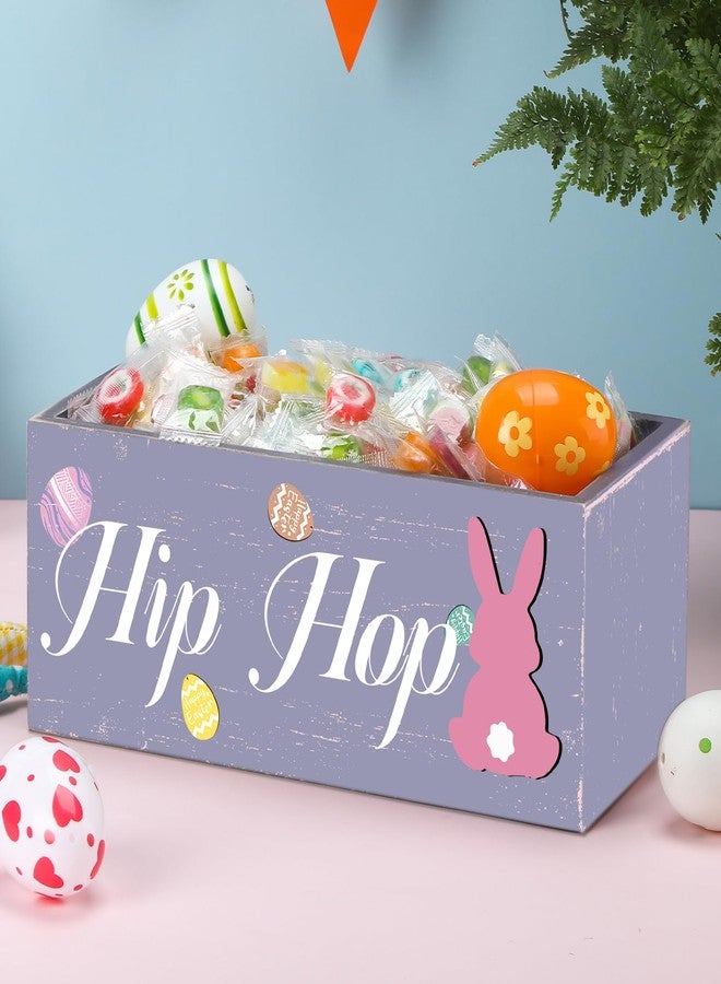 Anglechic Easter Candy Dish Hip Hop Wooden for Tiered Tray Decor Easter Bunny Egg Cute Candy Bowl Funny Rabbit Dish Holders Decorative Kitchen Household Gift for Kids Home Decor, Purple - Image 1