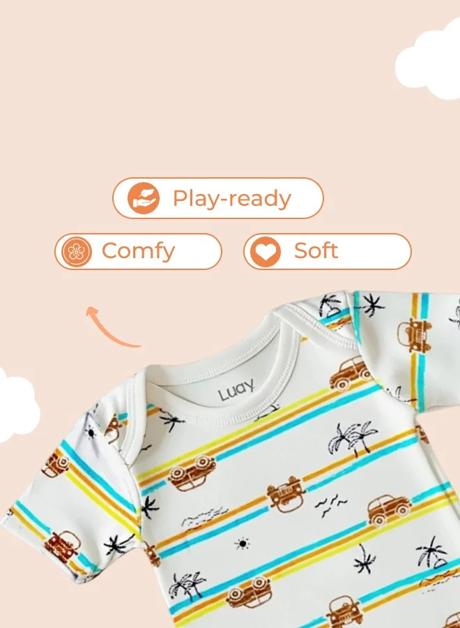 لؤي Cotton  Based Onesies | Sleepsuits| Night Suits|Jumpsuit | Wondersuit for Baby Boys & Baby Girls, New-Born, infants,Toddlers_ Including Vibrant Pattren & Colors Create festive look