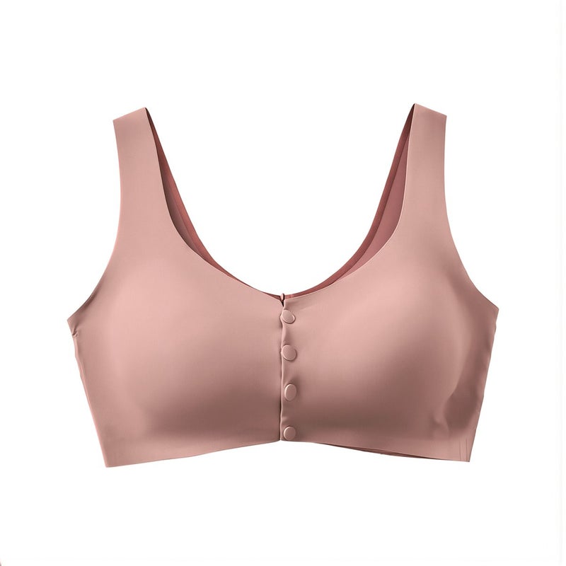 Front snap bra for elderly women cozy for daily sleeping yoga 3XL pink - Image 5