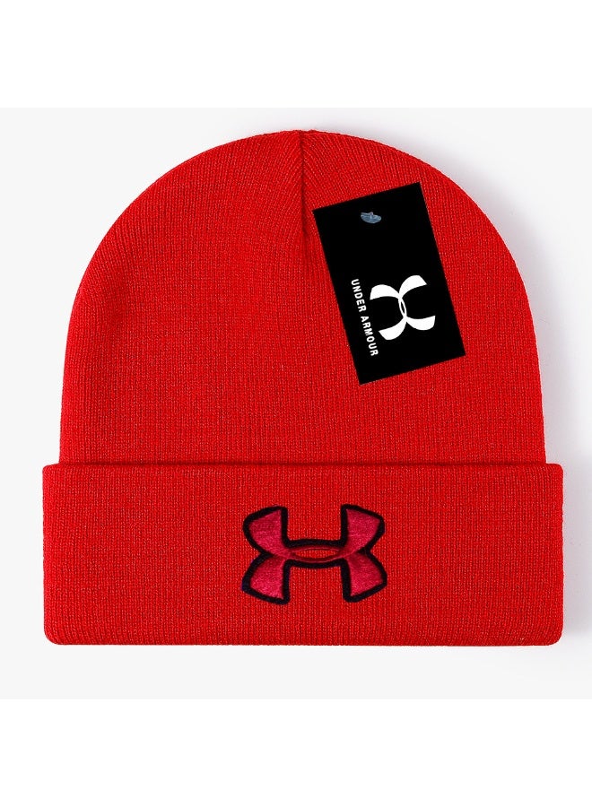 Under Armour Vibrant Red Ribbed Knit Beanie (Tonal Red Logo)