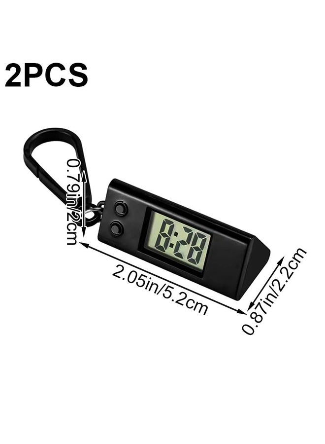 2pcs Triangular Mini Digital Keychain Clock Watch, Student Electronic Table Clock with Clear Time Display, Portable Hanging Keychain Pendant for Student Daily Use, Backpack, Desktop & Outdoor Activities - Image 2