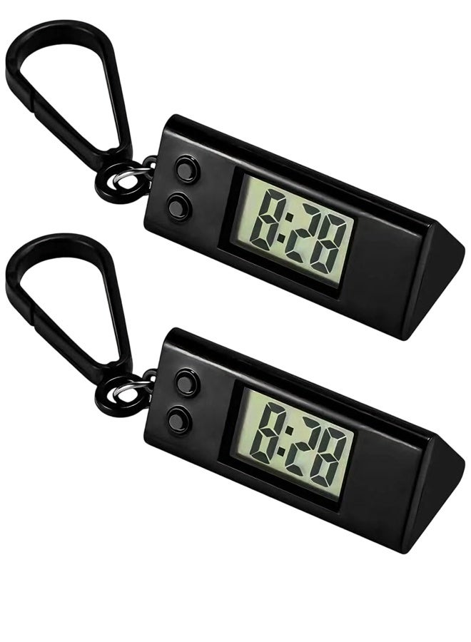 2pcs Triangular Mini Digital Keychain Clock Watch, Student Electronic Table Clock with Clear Time Display, Portable Hanging Keychain Pendant for Student Daily Use, Backpack, Desktop & Outdoor Activities - Image 1