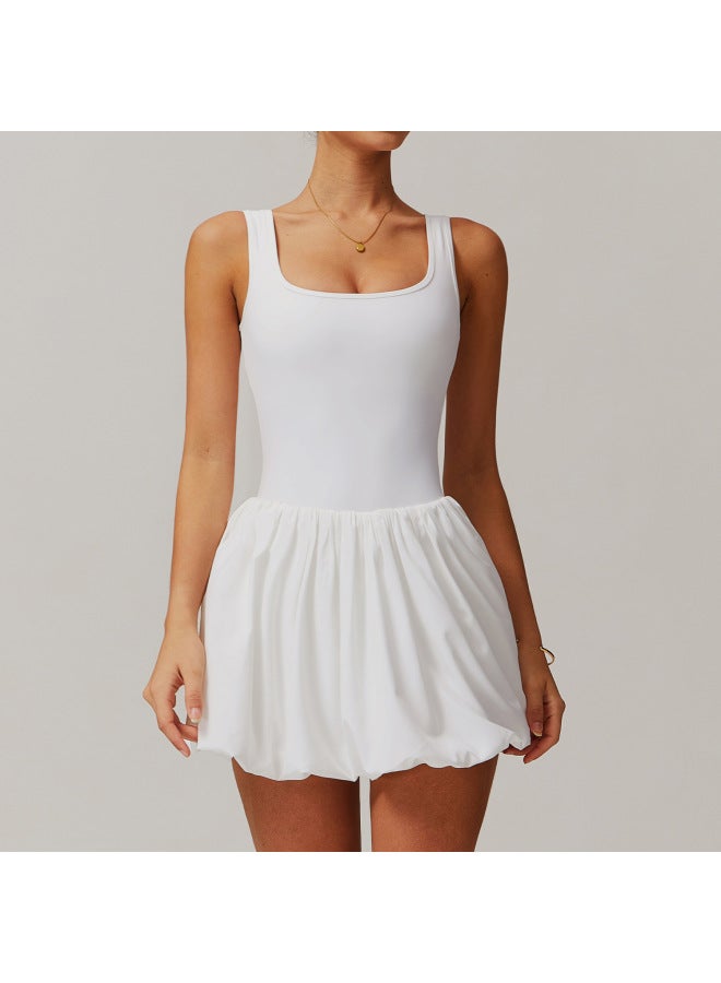 Zechuang Naked Fake Two-piece Sports Dress Women's Anti-walking Basing Outdoor Running Fitness Tennis Skirt 4001
