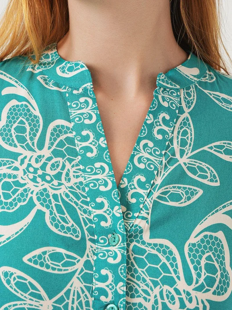 BIG DART BDART Printed V-Neck Maxi Dress with Button Closure