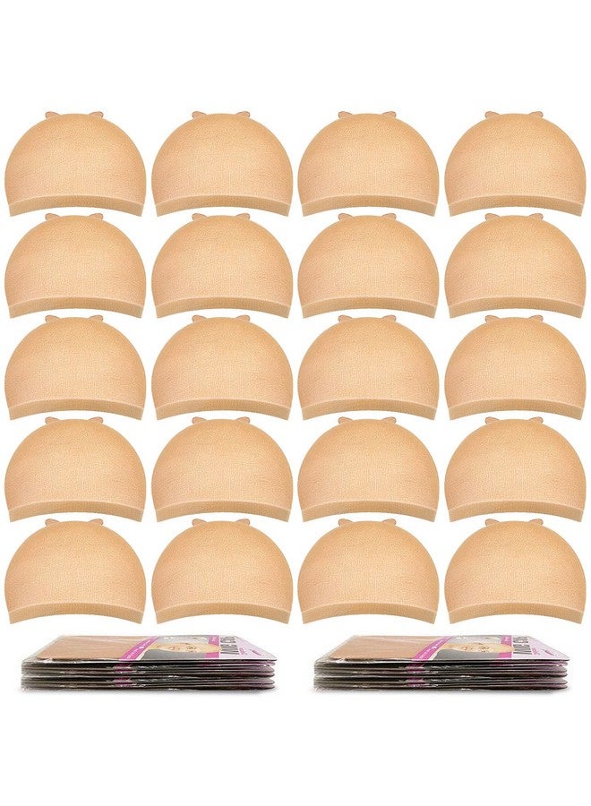 MORGLES Wig Caps, 20Pcs Stocking Stretchy Nylon Nude Wig Caps For Women Man-Light Brown - Image 1
