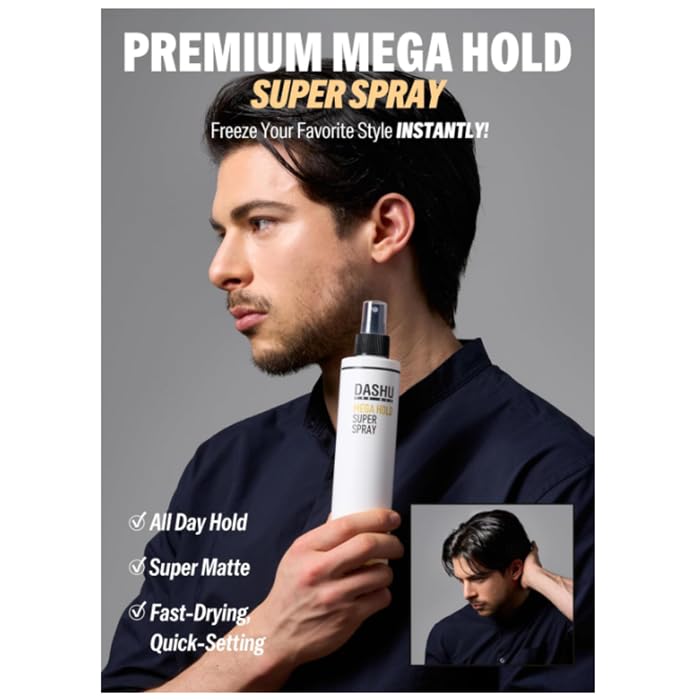 DASHU Mega Hold Super Spray 8.45fl oz - Ultra-Strong Fixation, Dryness prevention, Natural Finish, Easy Wash-Out - Image 2