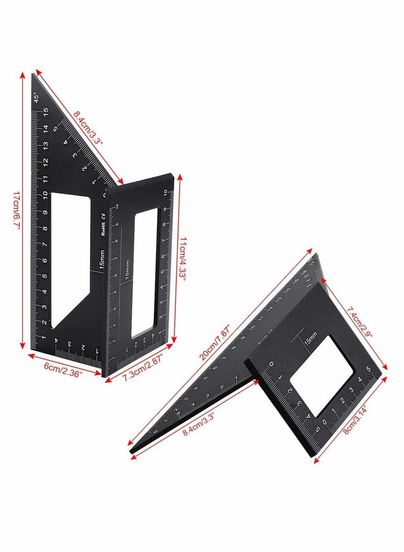 Multifunctional T-Shaped Woodworking Ruler, Saddle Layout Square Ruler For Woodworking, 45/45 Degree-90/45 Degree Square Layout Miter Measuring Ruler, Aluminum Alloy Formwork Tool (Black)  - Image 2