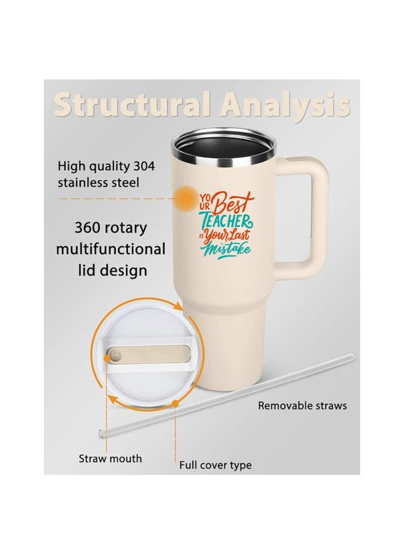 PRINTSHOP4ME - Teachers Day Tumbler Mug 1.2L With Lid&Straw|Double Walled Printed Tumbler Mug|Insulated Reusable Stainless Steel Tumbler Mug|Gift For Teachers - Image 1