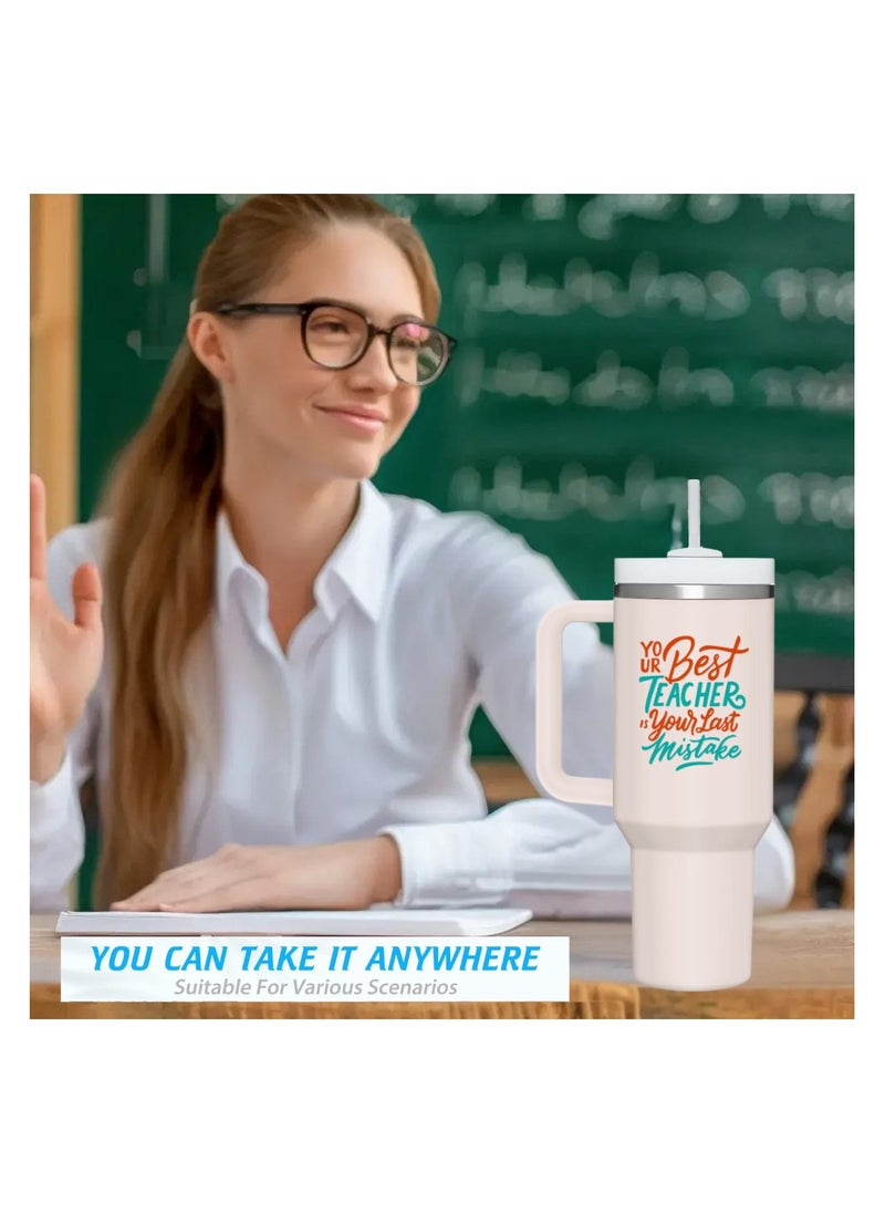 PRINTSHOP4ME - Teachers Day Tumbler Mug 1.2L With Lid&Straw|Double Walled Printed Tumbler Mug|Insulated Reusable Stainless Steel Tumbler Mug|Gift For Teachers - Image 1