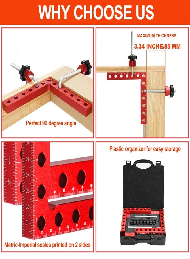 Volpeblu Corner Clamp for Woodworking, 90 Degree Clamp, Right Angle Clamp, 4 Pack 5.5" x 5.5" Aluminum Alloy Positioning Clamping Squares with Case for Picture Frames, Boxes, Cabinets, Drawers - Image 4