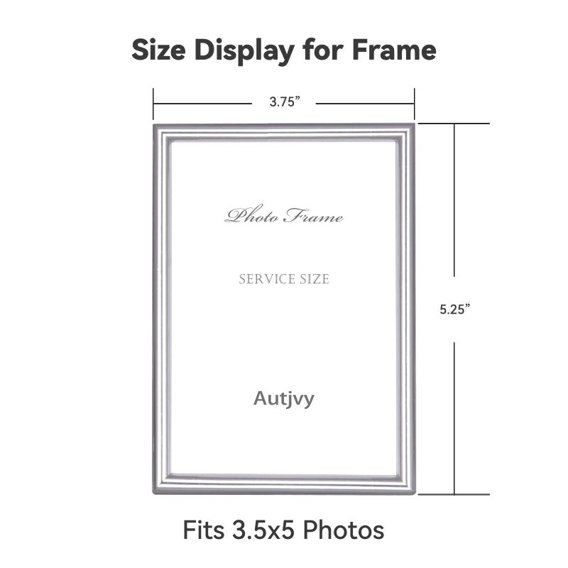 Autjvy 3.5x5 Picture Frame Silver Brushed Modern Simple Thin Aluminum Metal Photo Frame with HD Real Glass  Display for Tabletop and Wall Collage. (2 Pack) - Image 2
