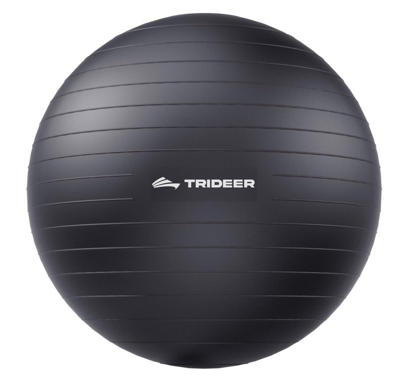 Trideer Extra Thick Yoga Ball Exercise Ball, 5 Sizes Ball Chair, Heavy Duty Swiss Ball for Balance, Stability, Pregnancy, Physical Therapy, Quick Pump Included (Black, XXL (78-85cm)) - Image 1