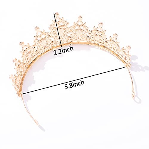 FORSEVEN Crystal Tiaras for Women, Wedding Tiaras and Crowns for Women Tiara for Girls Birthday Party Princess Crown Hair Accessories Bride Rhinestone Headbands (Gold+Pink) - Image 5