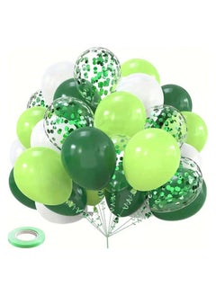 Green latex balloons to celebrate Founding Day, Saudi National Day, and all kinds of special parties, 40 pieces with ribbon